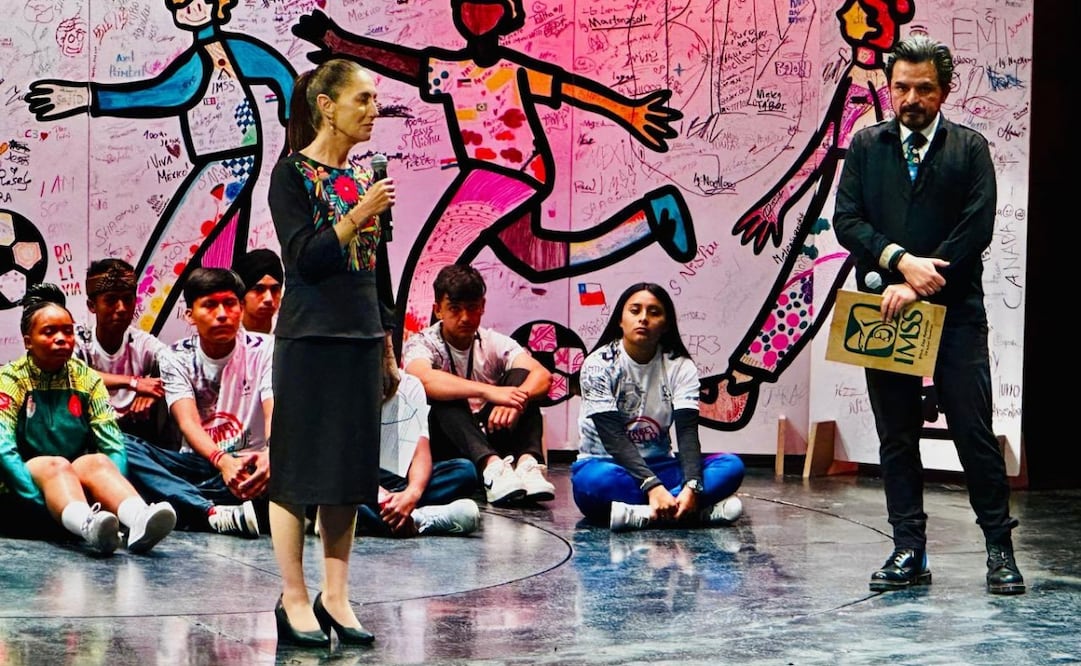Claudia Sheinbaum Pardo durante la Asamblea General de la Copa Mundial de Niños de la Calle. Foto: tomada de X @alefrausto