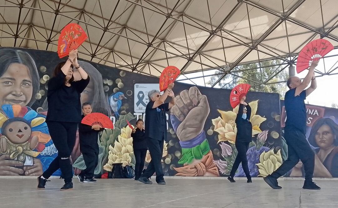 Mexiquenses de la tercera edad acuden a practicar artes marciales a las instalaciones del DIF municipal o a la Concha Acústica de Cuautitlán Izcalli. Foto: Rebeca Jiménez / EL UNIVERSAL