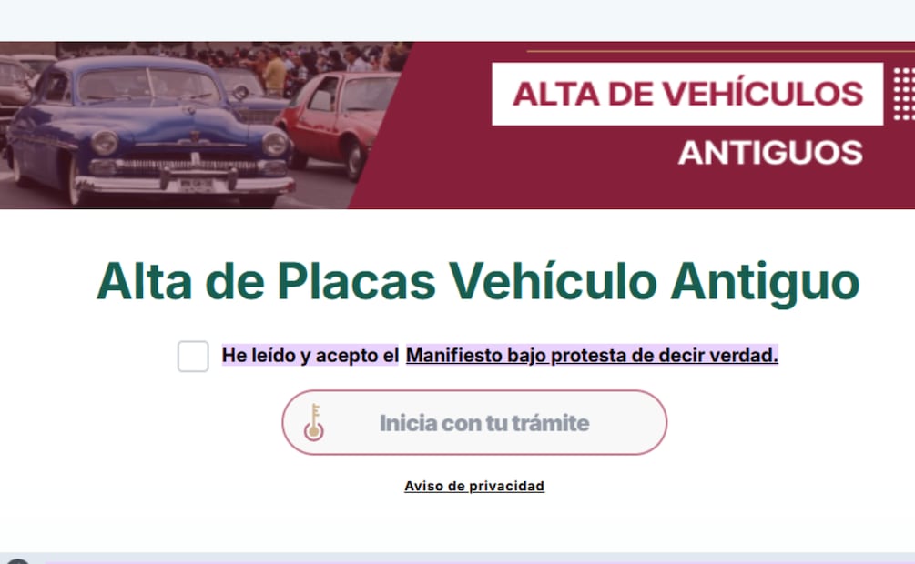 Obtener las placas de auto antiguo es un proceso meticuloso, pero sencillo de realizar en la CDMX. Foto: Semovi