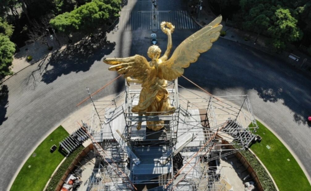 Obras CDMX estima concluir restauración de Ángel de la Independencia en agosto