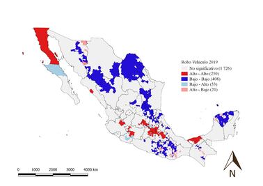 Análisis espacial del robo de vehículos en México en los primeros cinco meses de AMLO