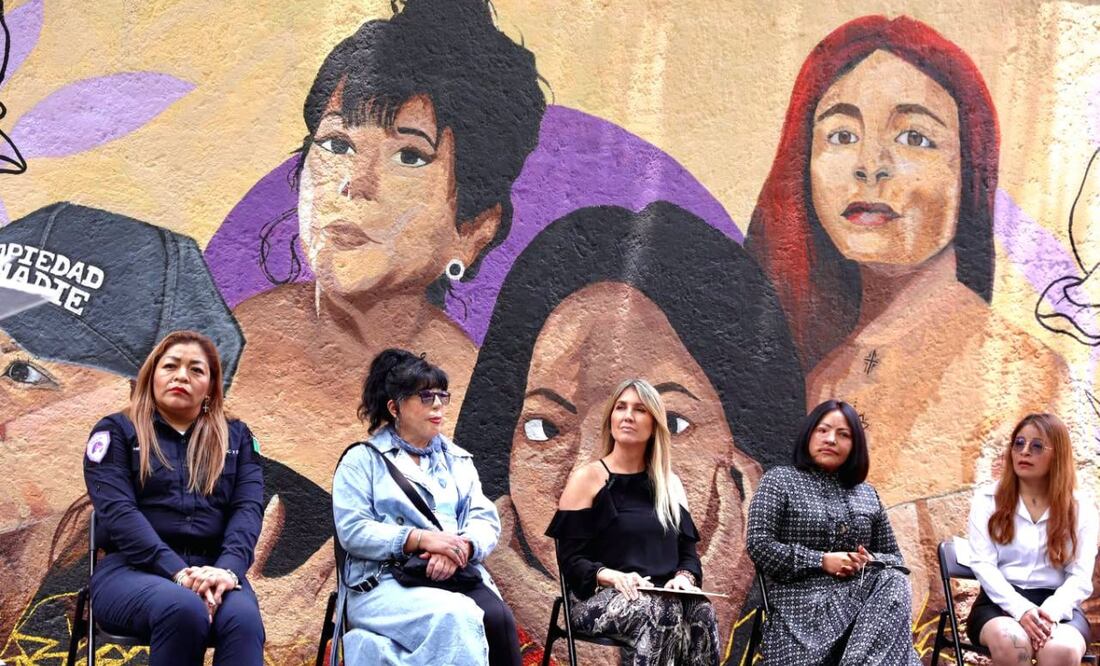 Coyoacán incluye rostros de víctimas de ataques con ácido en mural contra violencia de género. Foto: Especial