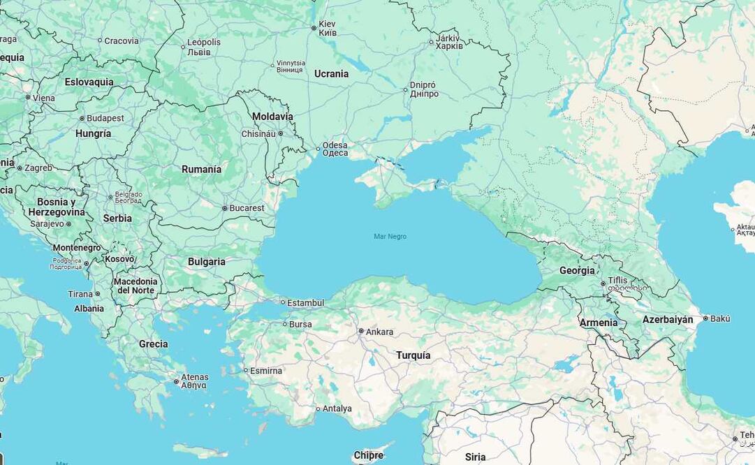 El diputado comunista ruso Denís Bulánov afirmó que el mar Negro se llamó mar Ruso durante siglos y hay constancia de ello en las crónicas antiguas. Foto: Captura de pantalla de Google Maps