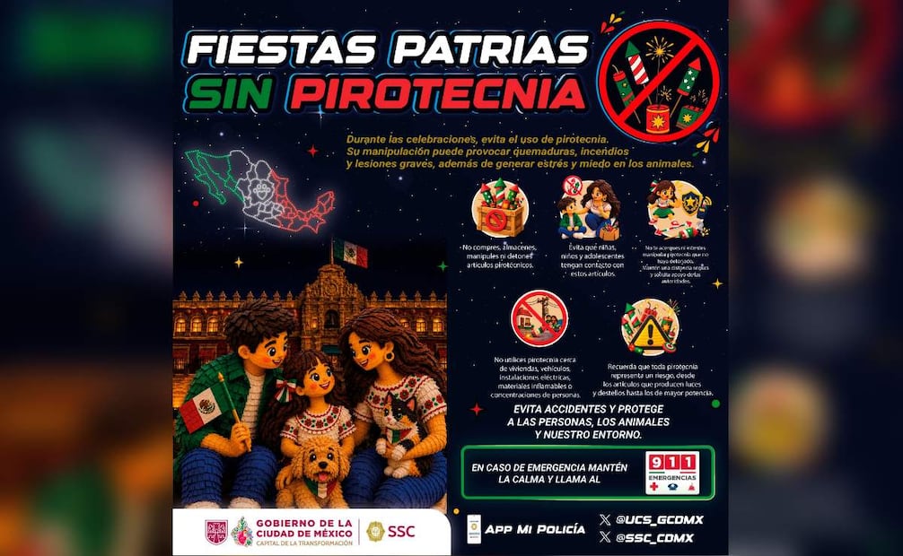 Las medidas están orientadas a disminuir los estímulos que pueden incrementar el miedo o el estrés de los animales durante las detonaciones.
(08/09/26)
Foto: SSC CDMX