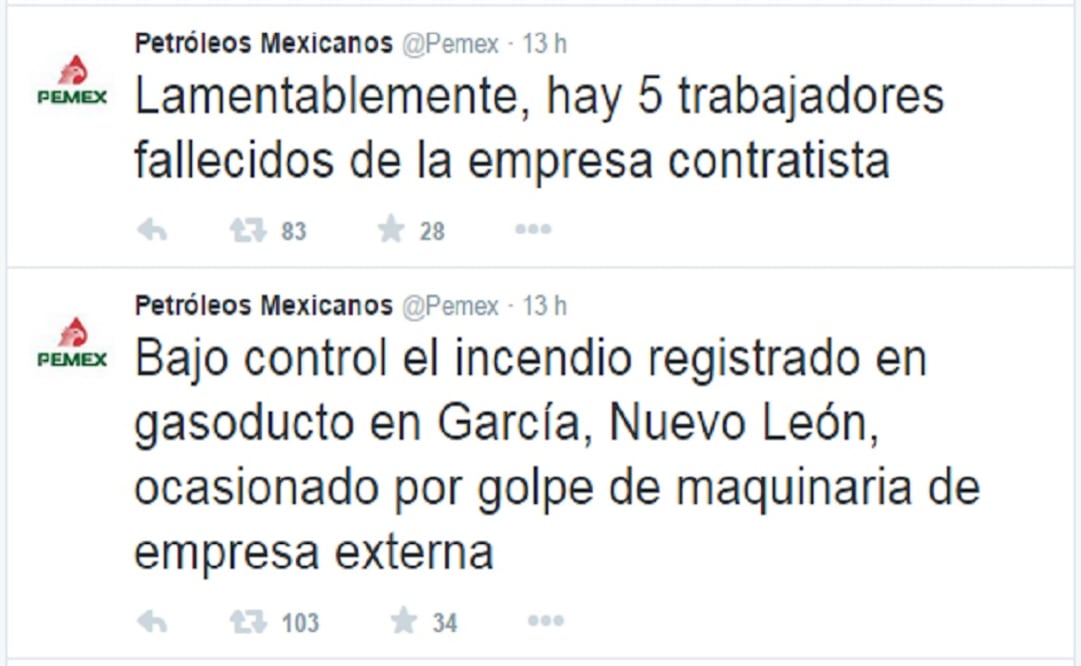 The five people killed were employees of the contractor, Pemex said without identifying the firm. (Photo: Taken from Twitter) 