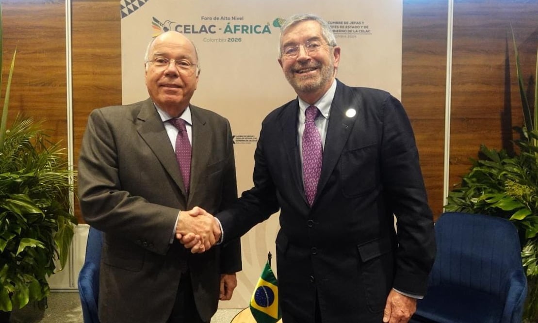 El canciller Juan Ramón de la Fuente sostuvo un encuentro con su homólogo brasileño Mauro Viera. Foto: X (@SRE_mx)