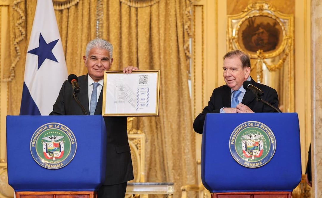 El presidente de Panamá José Raúl Mulino (izquierda) aseguro que el país apoya a Edmundo González (derecha). (08/01/25) Foto: X @JoseRaulMulino