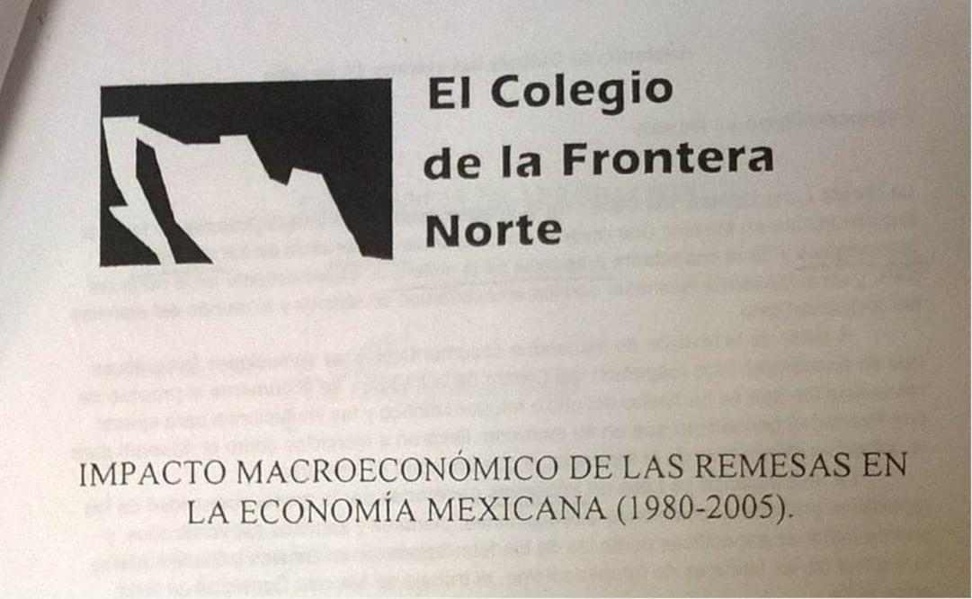 EL UNIVERSAL realizó una comparación entre la tesis presentada por Sergio Mendoza Domínguez, ex alumno de El Colegio de la Frontera Norte (Colef), y la ponencia de los investigadores Cuauhtémoc Calderón y Leticia Hernández Bielma. En la imagen, la portada de la tesis. 