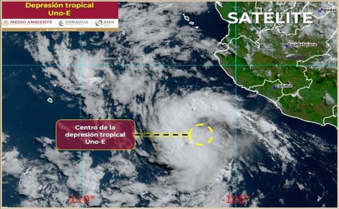 Se forma depresión tropical Uno-E en el Pacífico; ocasionará lluvias fuertes en Jalisco, Colima y Michoacán. Foto: Captura de pantalla