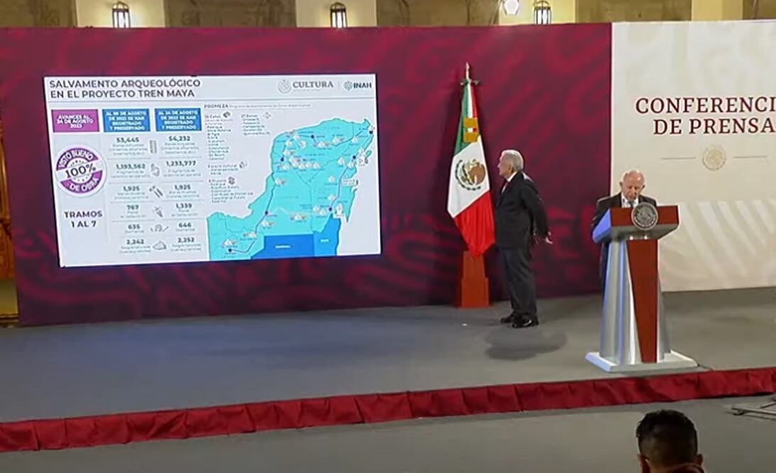 No es cierto que se haya descuidado el patrimonio arqueológico en los trabajos de construcción del Tren Maya, aseguró Diego Prieto Hernández, director del INAH. Foto: especial