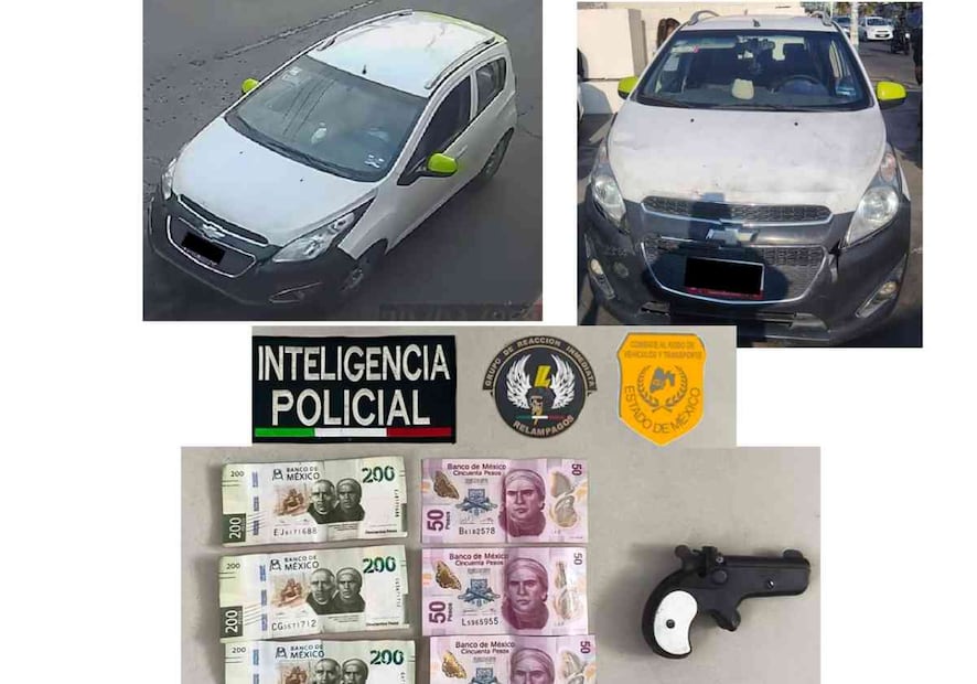 Elementos de seguridad aseguraron un vehículo presuntamente utilizado en los hechos, un arma de fuego y dinero en efectivo. Foto: Especial