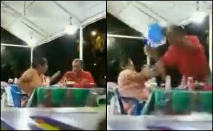 Video. Con todo y salsa, hombre le avienta sus tacos a una mujer en Veracruz