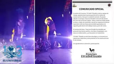 "El Gallo" Elizalde sufre quemaduras en el rostro en pleno concierto