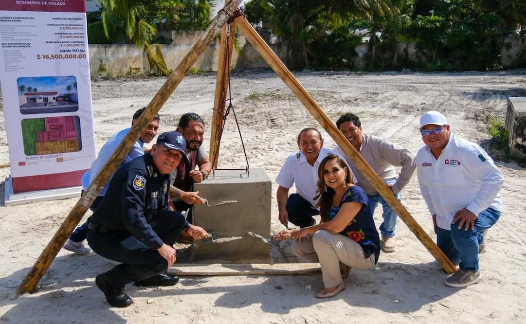 Gobernadora de Quintana Roo da inicio a construcción de Base de la Policía y Bomberos de Holbox (13/01/2026). Foto: Especial