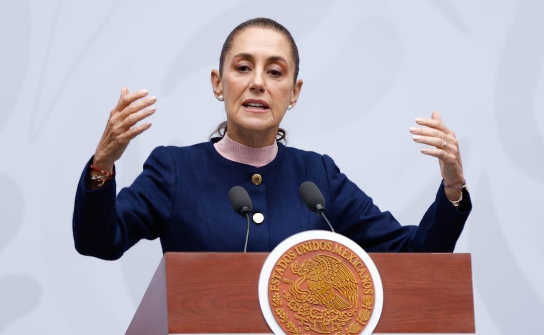 La presidenta Claudia Sheinbaum en la “Mañanera del Pueblo” del 20 de agosto de 2026 en Palacio Nacional. Foto: Diego Simón Sánchez/ EL UNIVERSAL