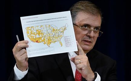 Ebrard presenta mapa de los 10 condados con mayor venta de armas a grupos criminales en EU 