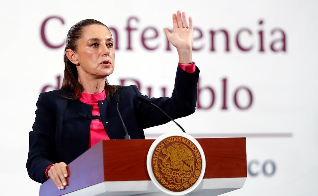 Claudia Sheinbaum en su conferencia matutina del 31 de marzo de 2025. Foto: EFE/ Mario Guzmán