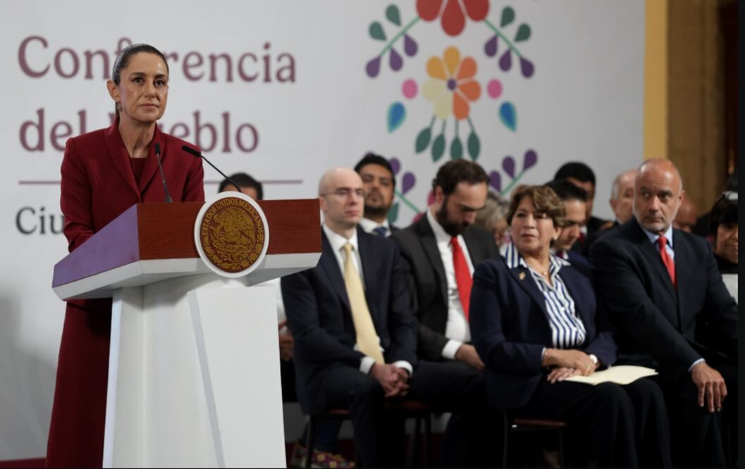 La presidenta Claudia Sheinbaum Pardo durante su conferencia mañanera del 2 de julio de 2025. Foto: Carlos Mejía/EL UNIVERSAL