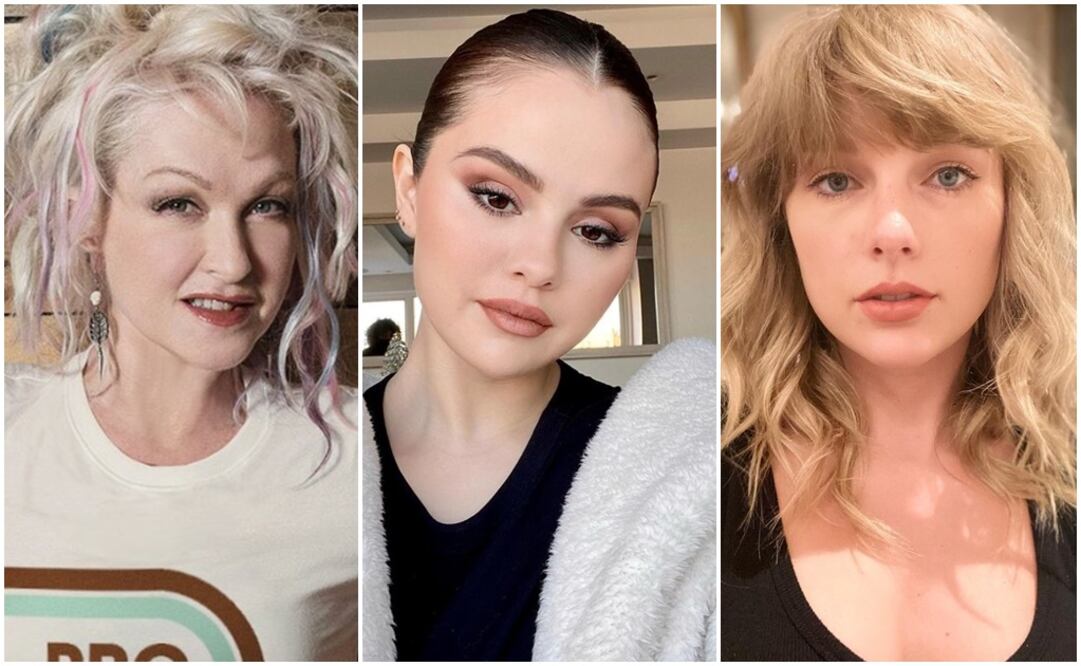 Cyndi Lauper, Selena Gómez y Taylor Swift. Fotos: Redes sociales