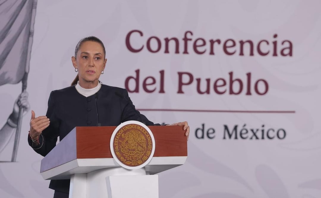 Presidenta Claudia Sheinbaum durante “La Mañanera del Pueblo” desde Palacio Nacional este 27 de agosto del 2026. Foto: Gabriel Pano / EL UNIVERSAL