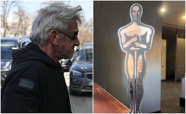 Sean Penn recibe un Oscar simbólico en Ucrania hecho con un vagón de tren dañado por Rusia