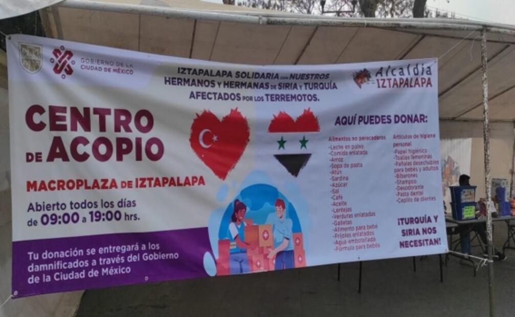 Habilitan centros de acopio en Centro Histórico e Iztapalapa para damnificados en Turquía