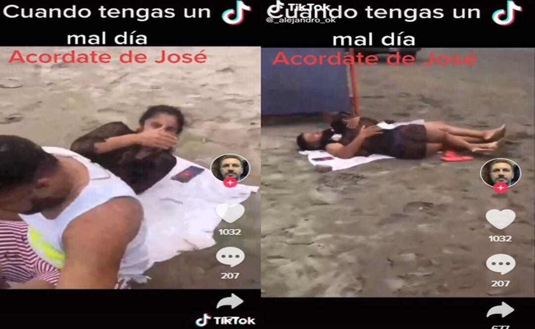 Le dijo a su esposa que iba a trabajar y lo encontró en la playa con la amante. Foto: TikTok @_alejandro_ok