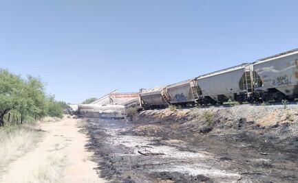 Se descarrilan 20 vagones de un tren de carga en Sonora