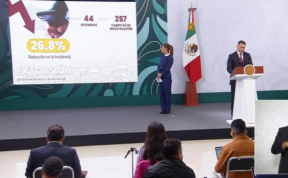 Secretario de Seguridad, Omar García Harfuch, durante la conferencia de prensa de la presidenta Claudia Sheinbaum en Jalisco (06/03/2026). Foto: Captura de pantalla