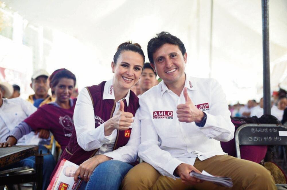 Nancy de la Sierra Arámburo y su esposo, José Juan Espinosa, contendientes a un escaño en el Senado y a diputado local en Puebla, respectivamente, negaron opacidad en la declaración de sus bienes. (TOMADA DE FACEBOOK)