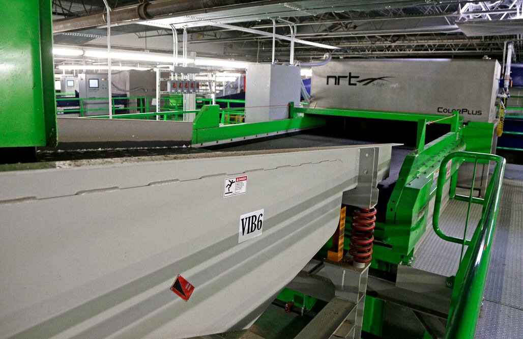 Equipment to sort recycled plastic is shown at the Repreve Bottle Processing Center, part of the Unifi textile company in Reidsville, N.C. (Photo: Chuck Burton)