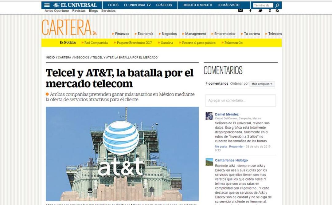 Captura de pantalla de la versión digital de la nota