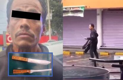 VIDEO: Policías neutralizan a sujeto que amenazaba a peatones con cuchillos "cebolleros" en Tlalpan