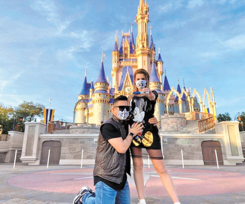 La pareja visitó los parques de Disney, en Orlando. Foto: CORTESÍA