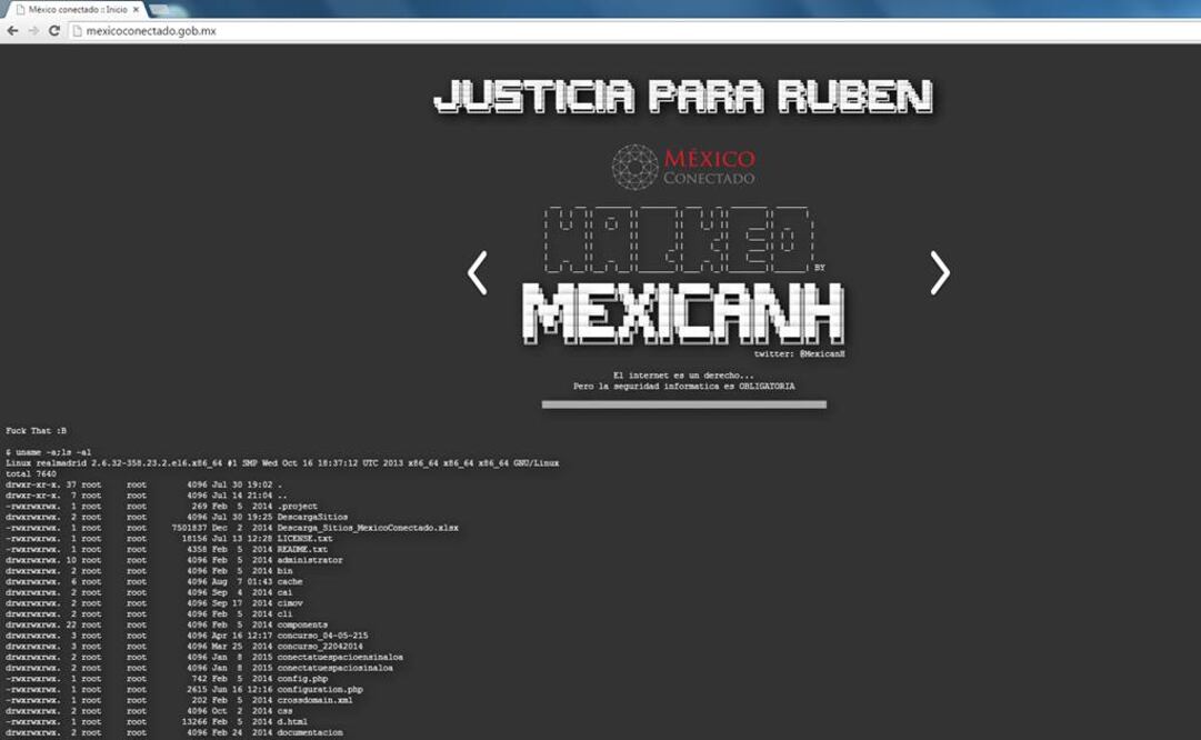 Atacan sitio web de México conectado