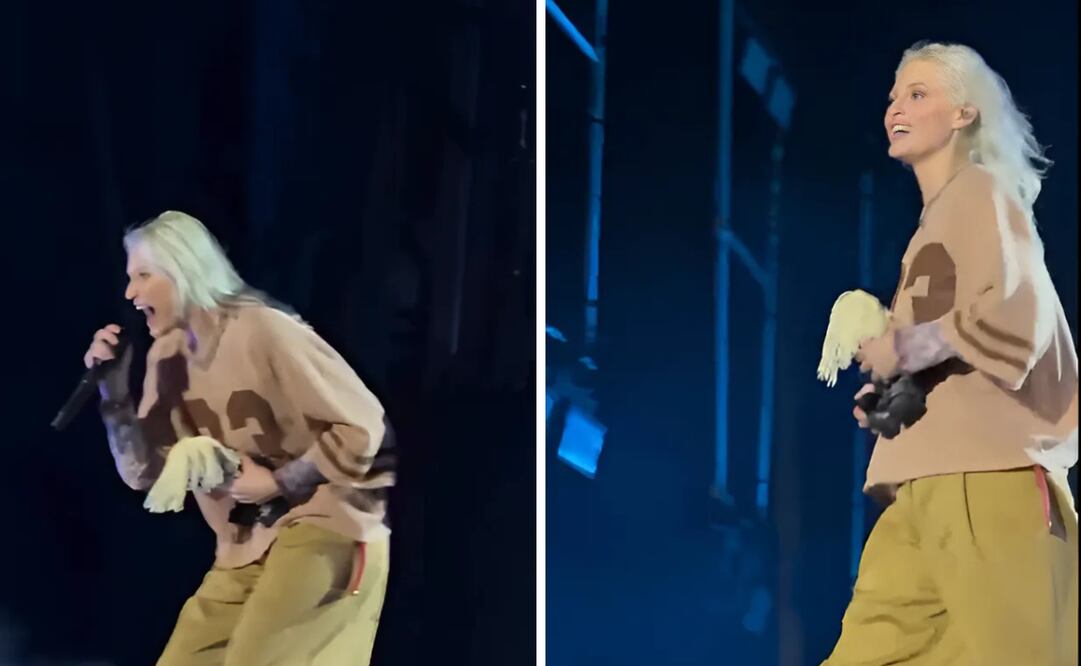 Uno de los momentos más virales de la noche ocurrió cuando, en plena interpretación de “What I’ve Done”, un fan lanzó un muñeco de Dr. Simi al escenario. Foto: Captura de pantalla en X