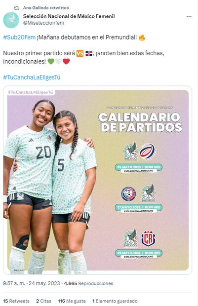 Tuit de la Selección Femenil