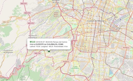 SSN registra sismo de 2.0 grados en Cuajimalpa