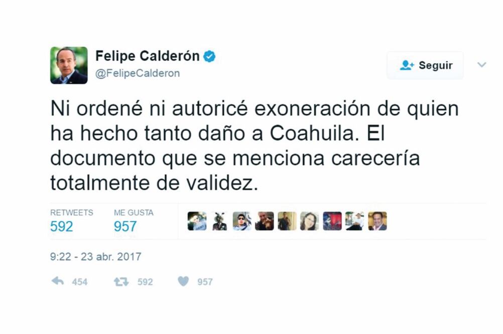 Cuenta de twitter de el ex presidente Felipe Calderón