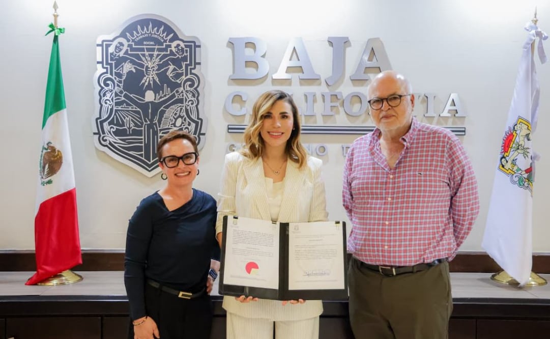 La gobernadora de Baja California, Marina del Pilar, durante la presentación de la iniciativa de Ley para la Protección y Fomento de la Industria Vitivinícola de BC. Foto: X @MarinadelPilar