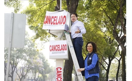 Mariana Gómez y Mario Delgado “clausuran” cámara de fotomultas