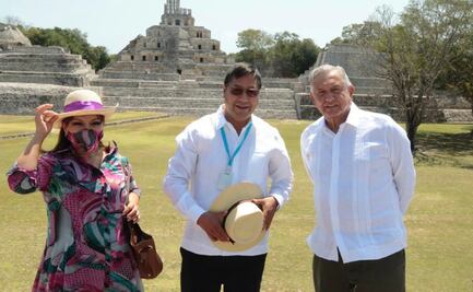 AMLO y presidente de Bolivia visitan la zona arqueológica de Edzná en Campeche