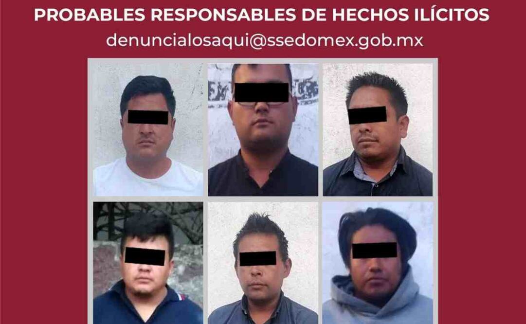 Los oficiales trasladaron a Diego "N" de 27 años, Alberto "N" de 34 años, José "N" de 31 años, Luis "N" de 24 años, Jorge "N" de 24 años y Estiben "N" de 23 años, junto con los vehículos y los objetos incautados a la Agencia del Ministerio Público correspondiente, donde se determinará su situación jurídica. Foto: Especial