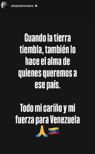 Alejandro Sanz externa solidaridad con Venezuela.
