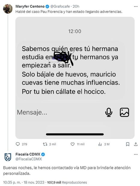 Maryfer Centeno en X. Foto: Captura de pantalla
