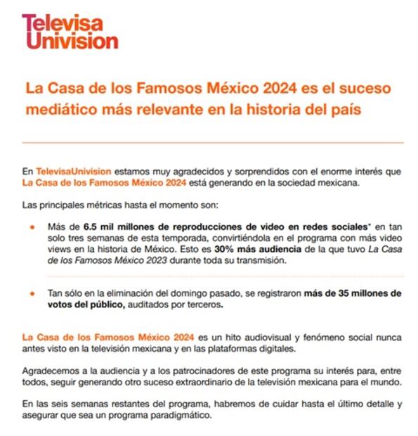 Televisa Univisión declaró a la segunda temporada del reality show como un fenómeno de la televisión mexicana. Foto: Captura de pantalla.