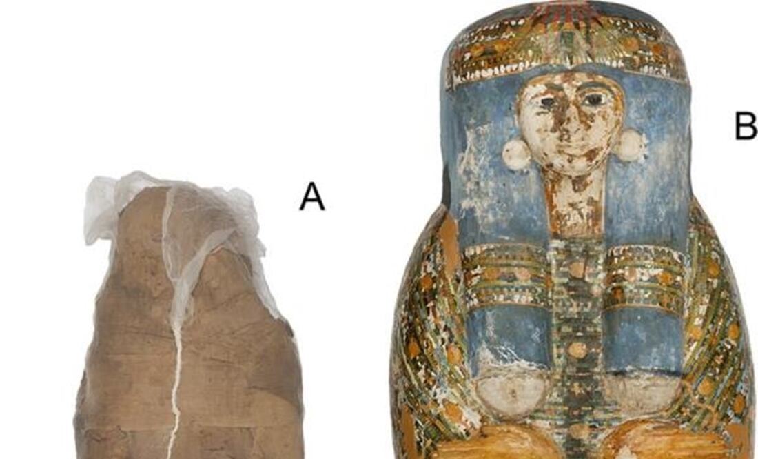 Otro hallazgo es que la momia y el sarcófago no coinciden en fechas. Foto: Plos One/EFE