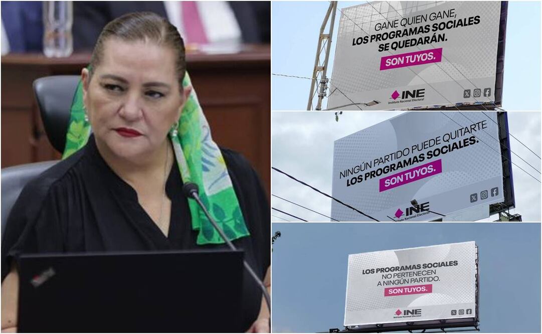 Xóchitl Gálvez publicó en redes sociales imágenes editadas de espectaculares que utilizan la imagen y colores del Instituto Nacional Electoral. Foto: INE - X @XochitlGalvez