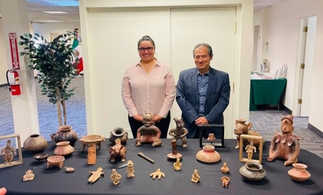 México recupera 32 piezas arquelógicas llevadas a EU a mediados del siglo pasado. Foto: SRE