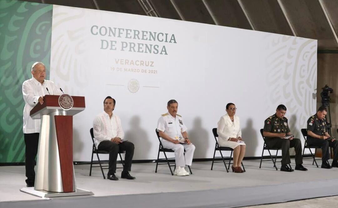 El presidente Andrés Manuel López Obrador encabezó la mañanera desde Coatzacoalcos, Veracruz. Foto: Gobierno de México 